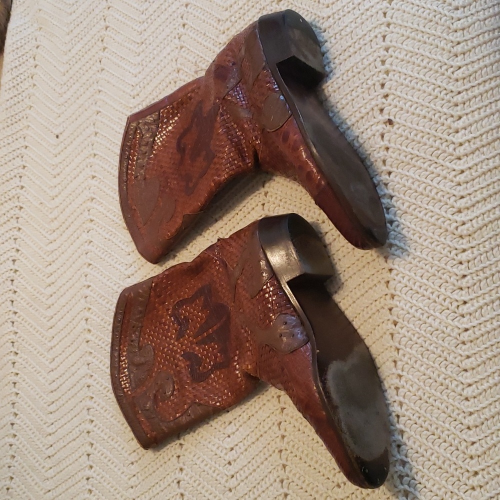 Fine Woven Leather and Lizard Skin Cowboy Boots